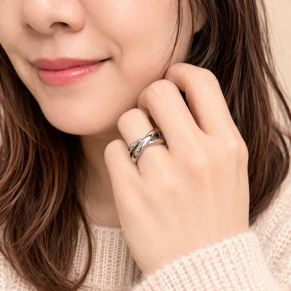 リング|クロスデザイン|サージカルステンレス│金属アレルギー対応│つけっぱなしOK │ Intercross Ring