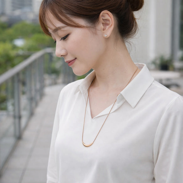 さりげなさがセンスのいいロングネックレス!│金属アレルギー対応│サージカルステンレス│つけっぱなし
