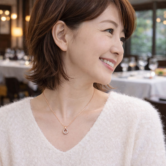 凛と寄り添うサークルネックレス│金属アレルギー対応│サージカルステンレス│つけっぱなし