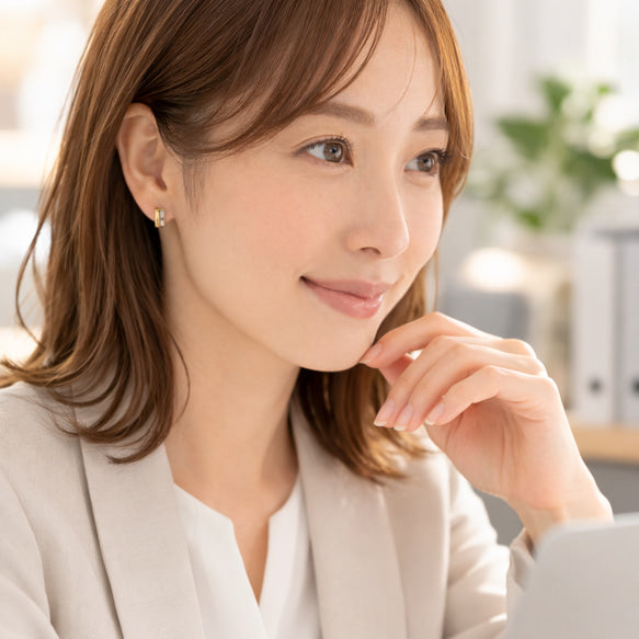 バイカラーグレースイヤークリップ│痛くなく落ちにくい！ピアスのようなイヤリング！│金属アレルギー対応│サージカルステンレス│つけっぱなし